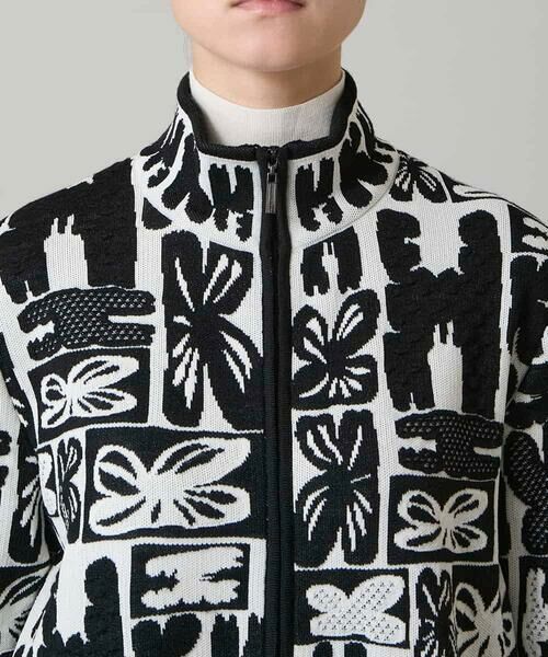 HIROKO KOSHINO / ヒロココシノ カーディガン・ボレロ | フラワーロゴジャカードジップカーディガン/日本製 | 詳細4
