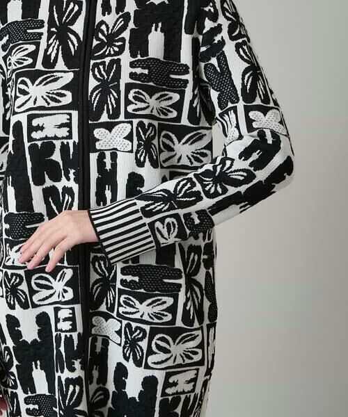 HIROKO KOSHINO / ヒロココシノ カーディガン・ボレロ | フラワーロゴジャカードジップカーディガン/日本製 | 詳細6