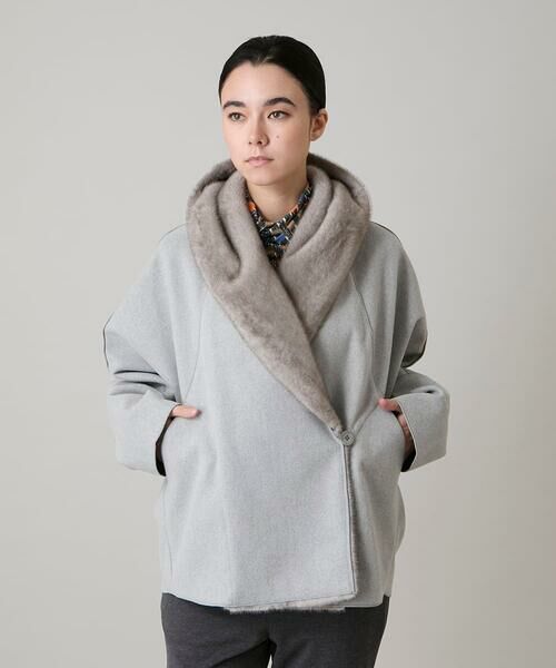 HIROKO KOSHINO / ヒロココシノ その他アウター | ショールカラーウールライクショートコート | 詳細1