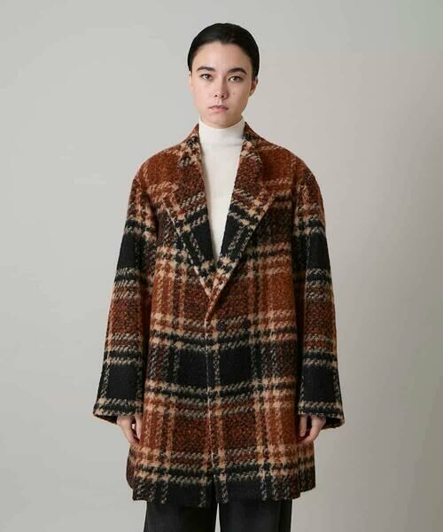 HIROKO KOSHINO / ヒロココシノ その他アウター | シャギーチェックテーラードコート | 詳細1