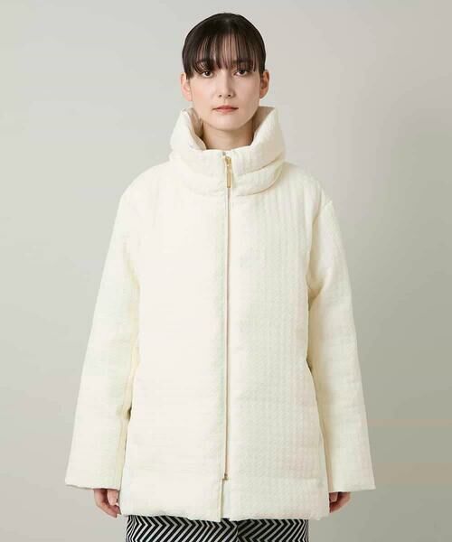 HIROKO KOSHINO / ヒロココシノ ダウンジャケット・ベスト | 千鳥柄ジャカードダウンジャケット(ホワイト)