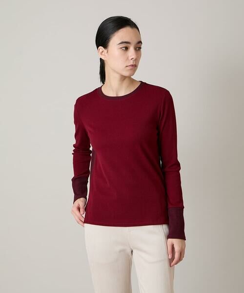 HIROKO KOSHINO / ヒロココシノ カットソー | 配色ブロッキングデザインカットソー/日本製/洗える(ボルドー)