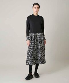 HIROKO KOSHINO / ヒロココシノ ロング・マキシ丈ワンピース | 小付きドット切り替えプリントコンビワンピース/洗える