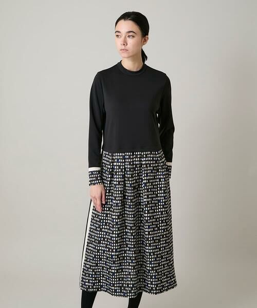 HIROKO KOSHINO / ヒロココシノ ロング・マキシ丈ワンピース | 小付きドット切り替えプリントコンビワンピース/洗える | 詳細1