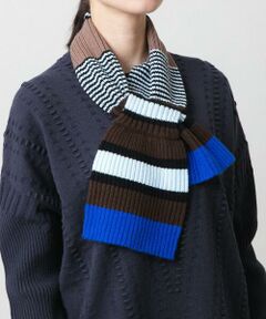 HIROKO KOSHINO / ヒロココシノ マフラー・ショール・スヌード・ストール | ボーダーニットプチマフラー/洗える
