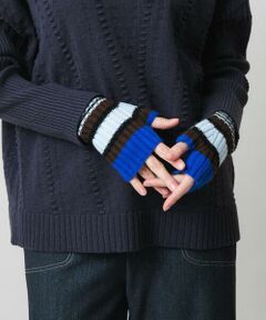 HIROKO KOSHINO / ヒロココシノ 手袋 | ボーダーニットグローブ/洗える