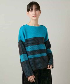 HIROKO KOSHINO / ヒロココシノ ニット・セーター | 配色ボーダー柄ウールニット