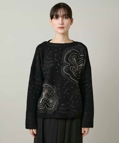 HIROKO KOSHINO / ヒロココシノ ニット・セーター | ラメフラワージャカードニット/日本製 | 詳細1