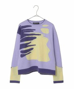 HIROKO KOSHINO / ヒロココシノ ニット・セーター | ブロックアートインターシャニットプルオーバー/日本製