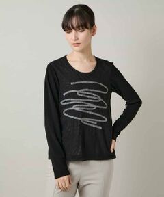 HIROKO KOSHINO / ヒロココシノ カットソー | コード刺繍チュールレイヤーカットソー/日本製/洗える