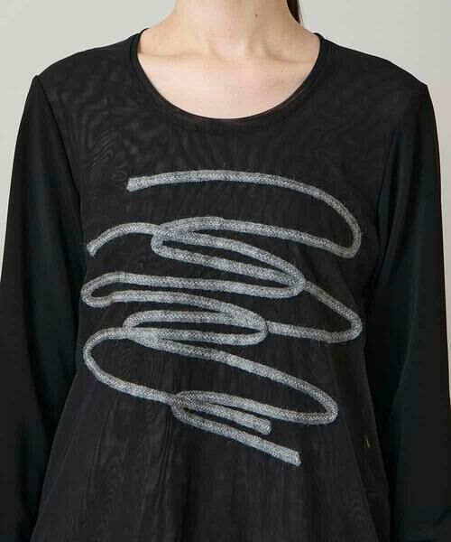 HIROKO KOSHINO / ヒロココシノ カットソー | コード刺繍チュールレイヤーカットソー/日本製/洗える | 詳細4