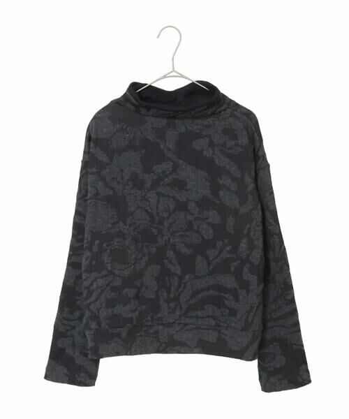 HIROKO KOSHINO / ヒロココシノ ニット・セーター | オフタートルジャカードニットプルオーバー/日本製（ブラック）