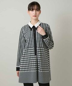HIROKO KOSHINO / ヒロココシノ チュニック | 千鳥幾何柄シャツライクチュニック/日本製/洗える