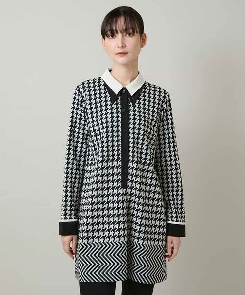 HIROKO KOSHINO / ヒロココシノ チュニック | 千鳥幾何柄シャツライクチュニック/日本製/洗える | 詳細1