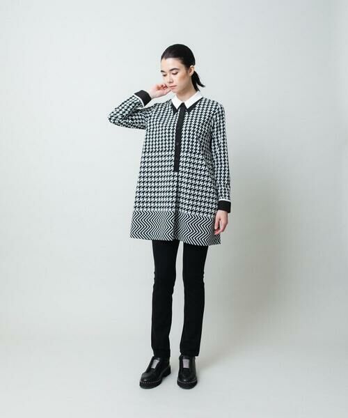 HIROKO KOSHINO / ヒロココシノ チュニック | 千鳥幾何柄シャツライクチュニック/日本製/洗える | 詳細9