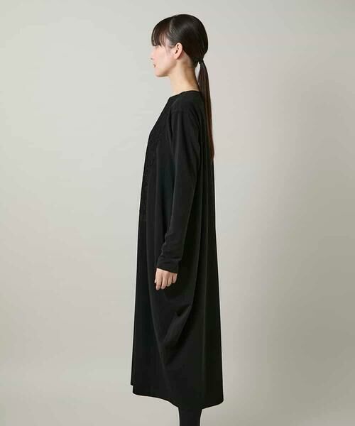 HIROKO KOSHINO / ヒロココシノ ロング・マキシ丈ワンピース | フロントレースデザインシルエットワンピース/日本製/洗える | 詳細2