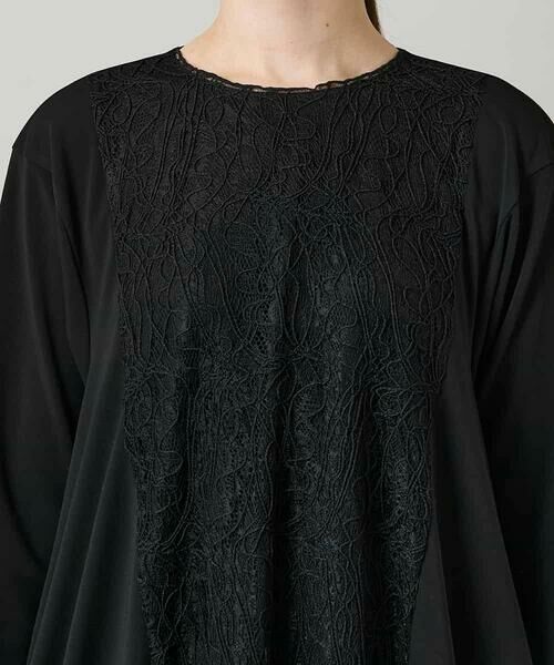 HIROKO KOSHINO / ヒロココシノ ロング・マキシ丈ワンピース | フロントレースデザインシルエットワンピース/日本製/洗える | 詳細4