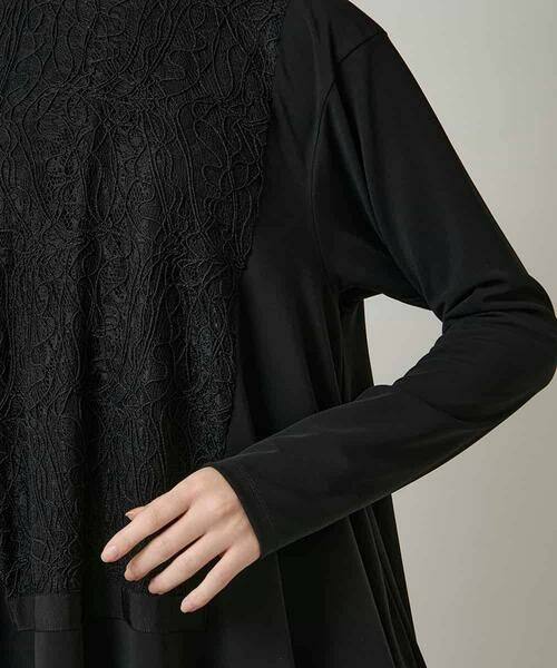 HIROKO KOSHINO / ヒロココシノ ロング・マキシ丈ワンピース | フロントレースデザインシルエットワンピース/日本製/洗える | 詳細6