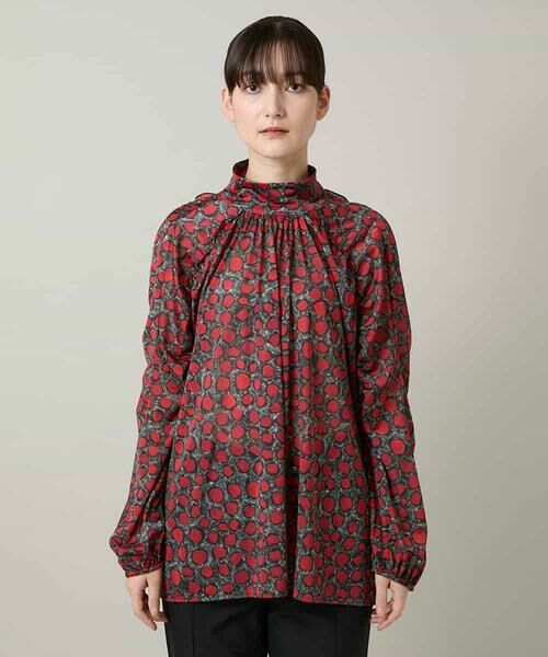 HIROKO KOSHINO / ヒロココシノ シャツ・ブラウス | ハイネックギャザーブラウス/日本製/洗える | 詳細1