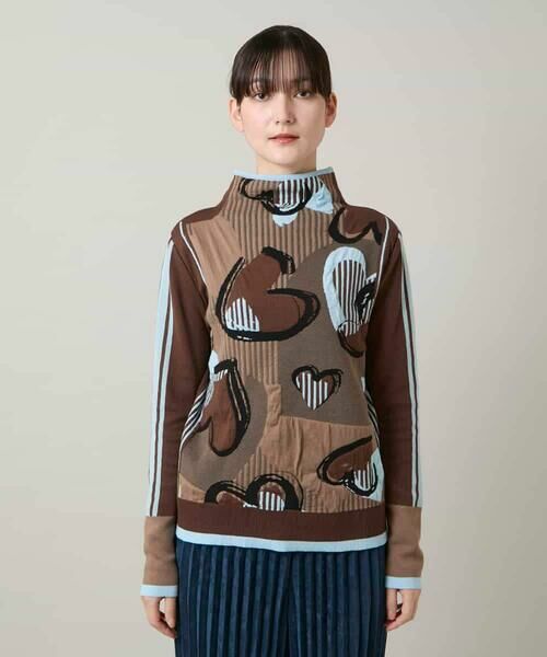 HIROKO KOSHINO / ヒロココシノ ニット・セーター | ハートモチーフジャカードニットプルオーバー /日本製/洗える | 詳細1