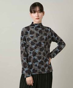 HIROKO KOSHINO / ヒロココシノ カットソー | ハートアニマル柄ボーダーデザインプルオーバー /洗える
