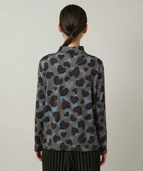 HIROKO KOSHINO / ヒロココシノ カットソー | ハートアニマル柄ボーダーデザインプルオーバー /洗える | 詳細3