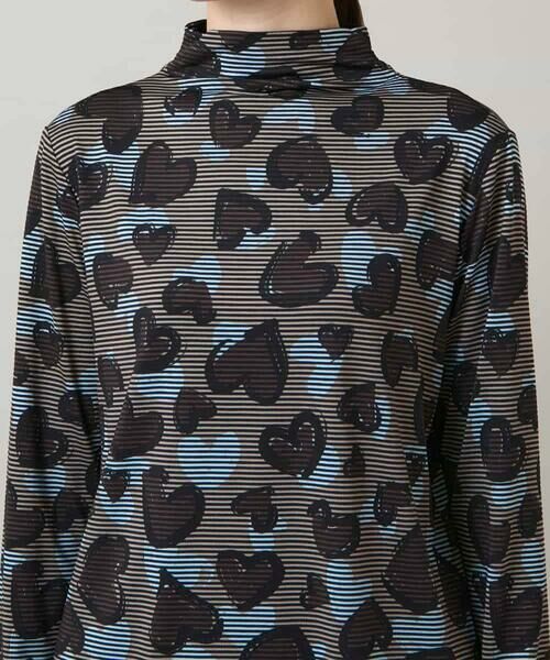 HIROKO KOSHINO / ヒロココシノ カットソー | ハートアニマル柄ボーダーデザインプルオーバー /洗える | 詳細4