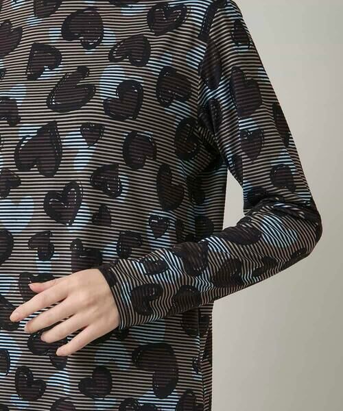 HIROKO KOSHINO / ヒロココシノ カットソー | ハートアニマル柄ボーダーデザインプルオーバー /洗える | 詳細6