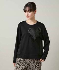 HIROKO KOSHINO / ヒロココシノ カットソー | ハートモチーフドッキングデザインプルオーバー /日本製/洗える