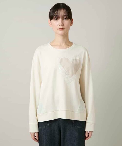 HIROKO KOSHINO / ヒロココシノ カットソー | ハートモチーフドッキングデザインプルオーバー /日本製/洗える | 詳細1
