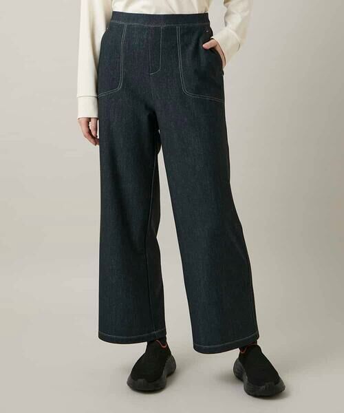 HIROKO KOSHINO / ヒロココシノ その他パンツ | 裏起毛3Dデニムワイドパンツ/洗える(ネイビー)