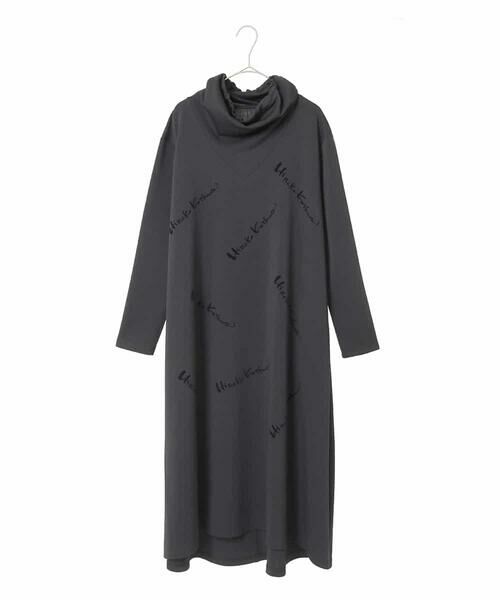 HIROKO KOSHINO / ヒロココシノ ロング・マキシ丈ワンピース | ハイネックジャージーワンピース /日本製/洗える（ブラック）