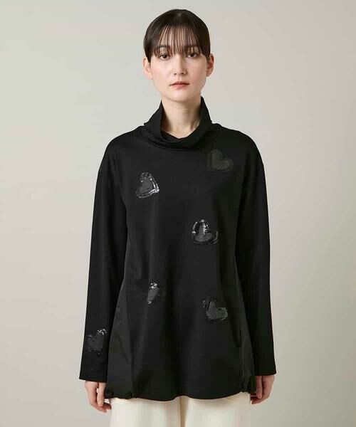 HIROKO KOSHINO / ヒロココシノ ロング・マキシ丈スカート | ハートモチーフドッキングデザインチュニック /日本製/洗える | 詳細1