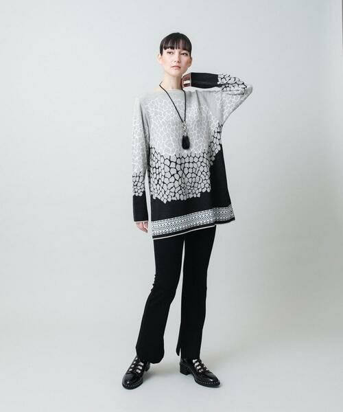 HIROKO KOSHINO / ヒロココシノ チュニック | 幾何モチーフデザインチュニックニット/日本製 | 詳細9