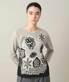 HIROKO KOSHINO / ヒロココシノ ニット・セーター | アートフラワージャカードニットプルオーバー/日本製