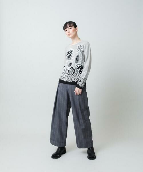 HIROKO KOSHINO / ヒロココシノ ニット・セーター | アートフラワージャカードニットプルオーバー/日本製 | 詳細10