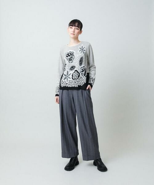 HIROKO KOSHINO / ヒロココシノ ニット・セーター | アートフラワージャカードニットプルオーバー/日本製 | 詳細11