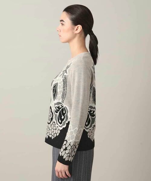 HIROKO KOSHINO / ヒロココシノ ニット・セーター | アートフラワージャカードニットプルオーバー/日本製 | 詳細2