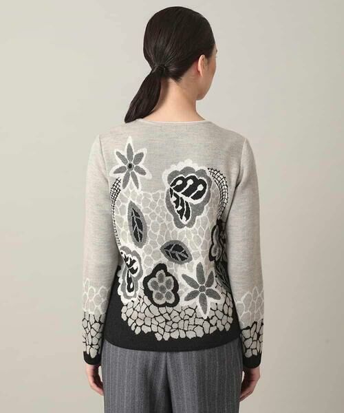 HIROKO KOSHINO / ヒロココシノ ニット・セーター | アートフラワージャカードニットプルオーバー/日本製 | 詳細3