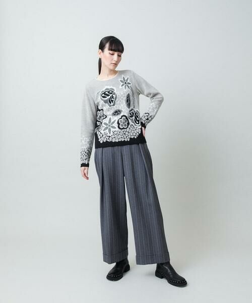 HIROKO KOSHINO / ヒロココシノ ニット・セーター | アートフラワージャカードニットプルオーバー/日本製 | 詳細9