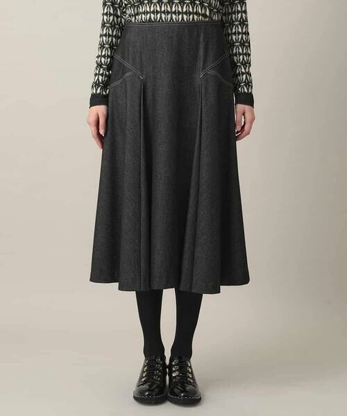 HIROKO KOSHINO / ヒロココシノ ロング・マキシ丈スカート | デニムライクジャージーフレアスカート/日本製/洗える | 詳細3
