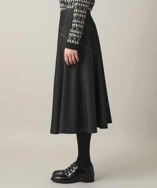 HIROKO KOSHINO / ヒロココシノ ロング・マキシ丈スカート | デニムライクジャージーフレアスカート/日本製/洗える | 詳細4