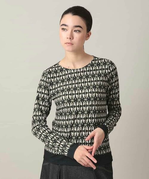 HIROKO KOSHINO / ヒロココシノ カットソー | 幾何プリントベア天竺カットソー/日本製/洗える（ブラック）