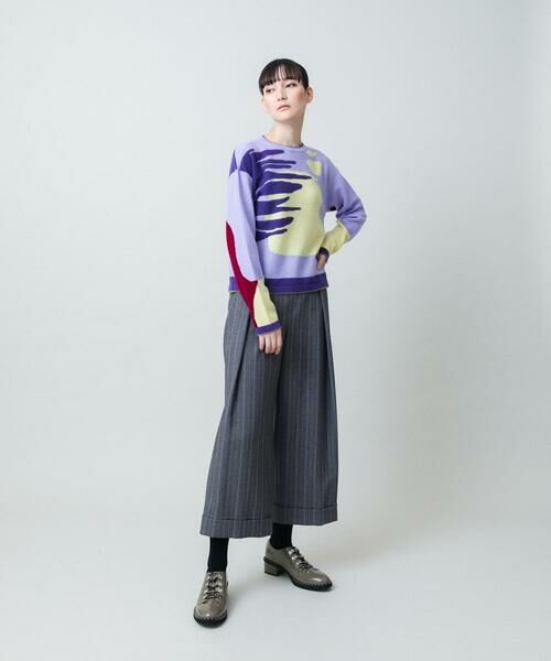 HIROKO KOSHINO / ヒロココシノ その他パンツ | シャドーストライプクロップドワイドパンツ/日本製/洗える | 詳細11