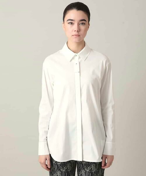 HIROKO KOSHINO / ヒロココシノ シャツ・ブラウス | 配色ステッチ比翼デザインシャツ/洗える | 詳細1