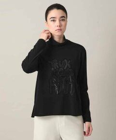 HIROKO KOSHINO / ヒロココシノ カットソー | スパンコール刺繍ロゴデザインカットソー/日本製/洗える