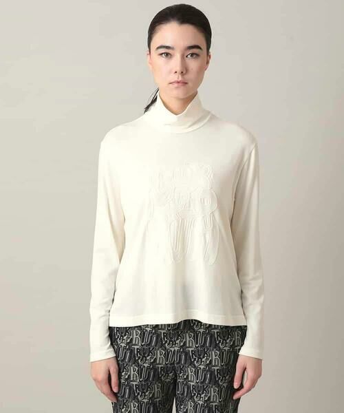 HIROKO KOSHINO / ヒロココシノ カットソー | スパンコール刺繍ロゴデザインカットソー/日本製/洗える | 詳細1