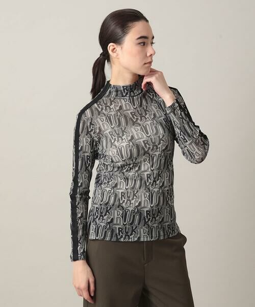 HIROKO KOSHINO / ヒロココシノ ベスト | チュールロゴプリントカットソー /日本製/洗える（ブラック）