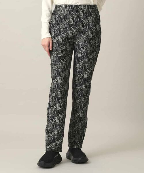 HIROKO KOSHINO / ヒロココシノ チノ・ワークパンツ | サイドラインロゴプリントパンツ/洗える（ブラック）