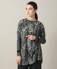 HIROKO KOSHINO / ヒロココシノ チュニック | ロゴプリントジョイントリブチュニック /日本製/洗える